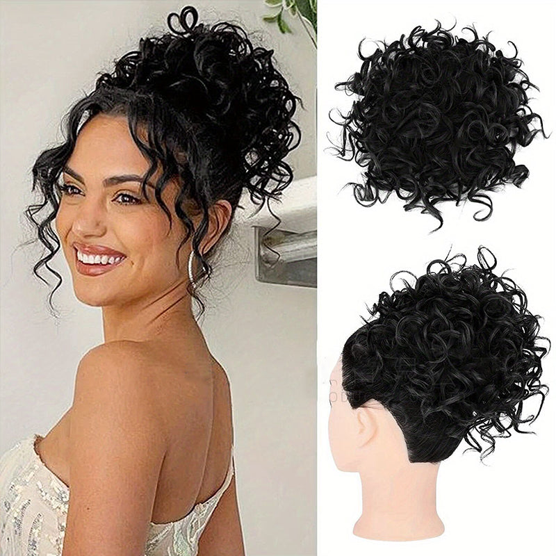 Hårstyling tilbehør for kvinner: krøllete bolle med snøring for naturlig volum.