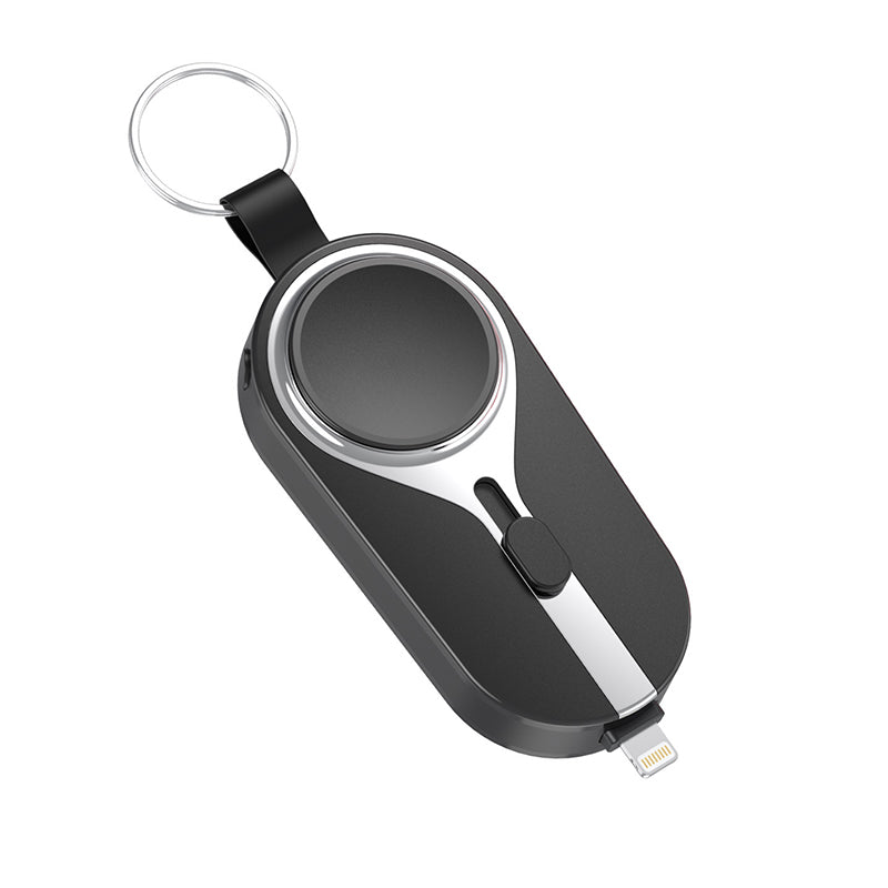 Smartklokkelader og telefonlader i ett. Bærbar nøkkelring powerbank for alle dine enheter.