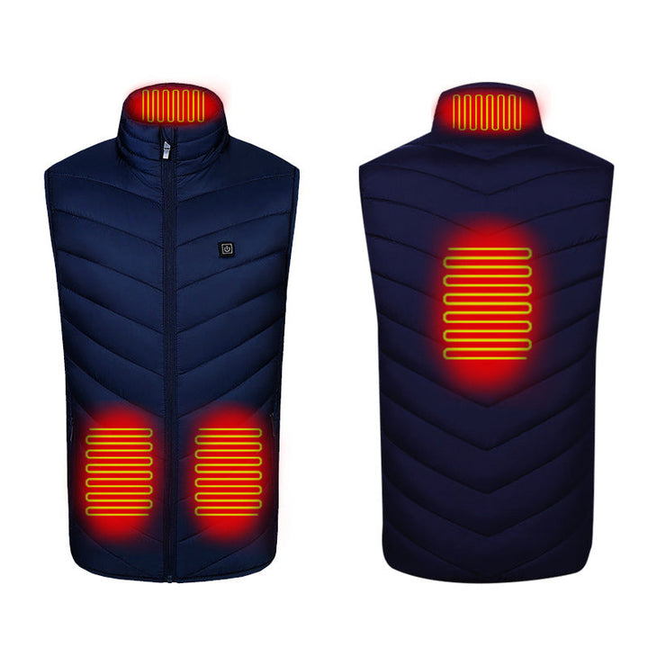 Svart varmevest med høy krage, unisex design for ekstra beskyttelse mot kaldt vær.