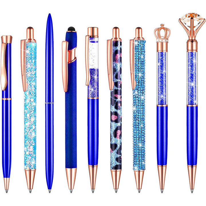 Gaveeske med et 9-stk elegant diamant kulepennsett, perfekt for profesjonelt bruk.