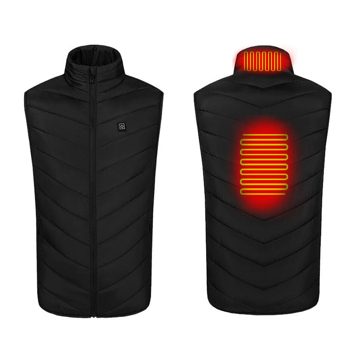 Unisex oppvarmet vest med skjult batterilomme, praktisk for vinterutstyr.