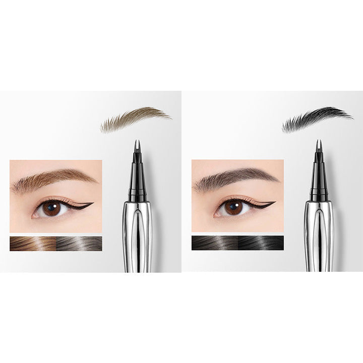 Detaljert bryn-makeup med vanntett brynblyant; mikrogaffelspiss skaper naturlige hårstrå.