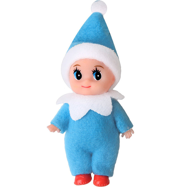 Dekorativ julebaby alvedukke, en myk og sikker leke for de minste til jul.