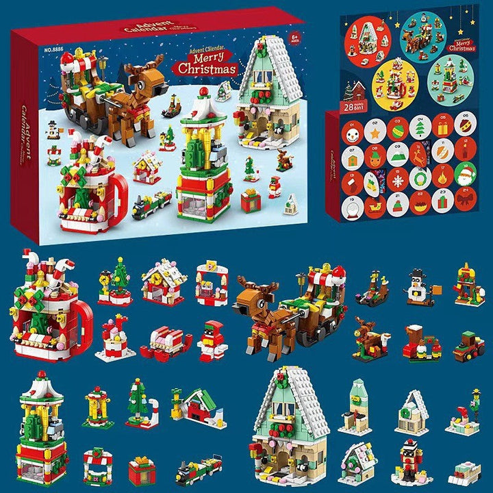 Assorterte byggeklosser i ulike former og farger, byr på endeløse kreative muligheter i julekalenderen.