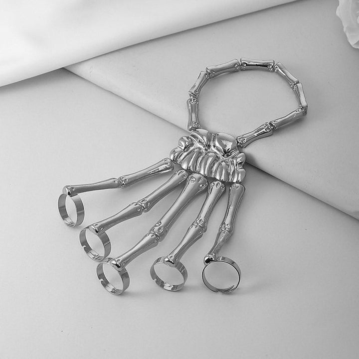 Svart metall skallearmbånd, punk gotisk smykke. Unisex fashion tilbehør, flott gaveidé.