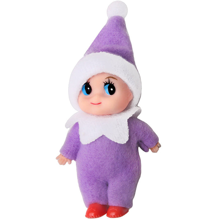 Julebaby alvedukke, spre magisk glede. Myk pyntefigur og leke til jul.