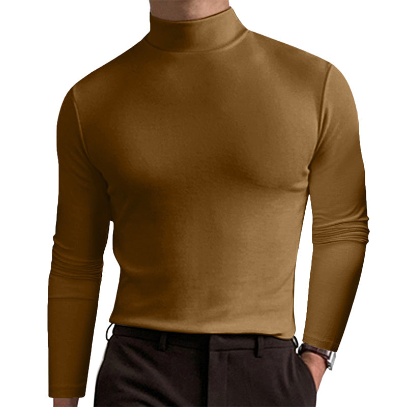 Herre t-skjorte, langermet, høyhalset, slim fit, laget av pustende polyester stoff.