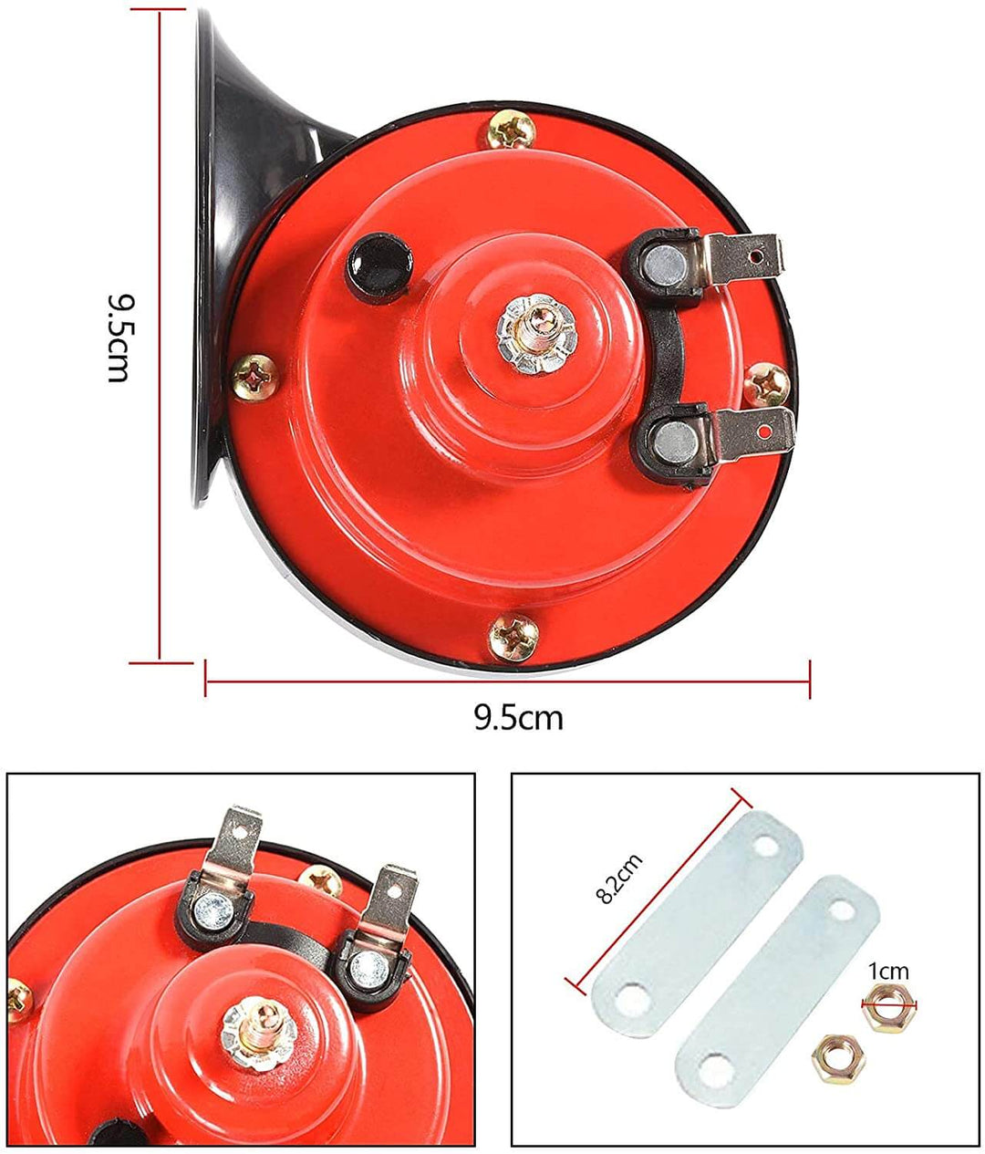 Montert universalt elektrisk sneglelufthorn på bil. 12V bilhorn som øker sikkerheten på veien.