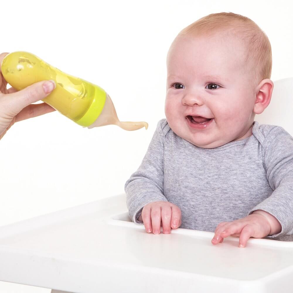 Babyskje i silikon for avvenning, perfekt til grøt og puré, ren og enkel.