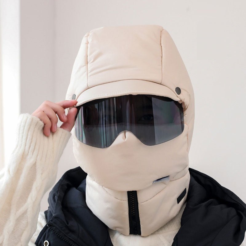 Vindtett vintermaske for unisex, med termisk isolasjon og briller, perfekt for friluftsliv og sport.