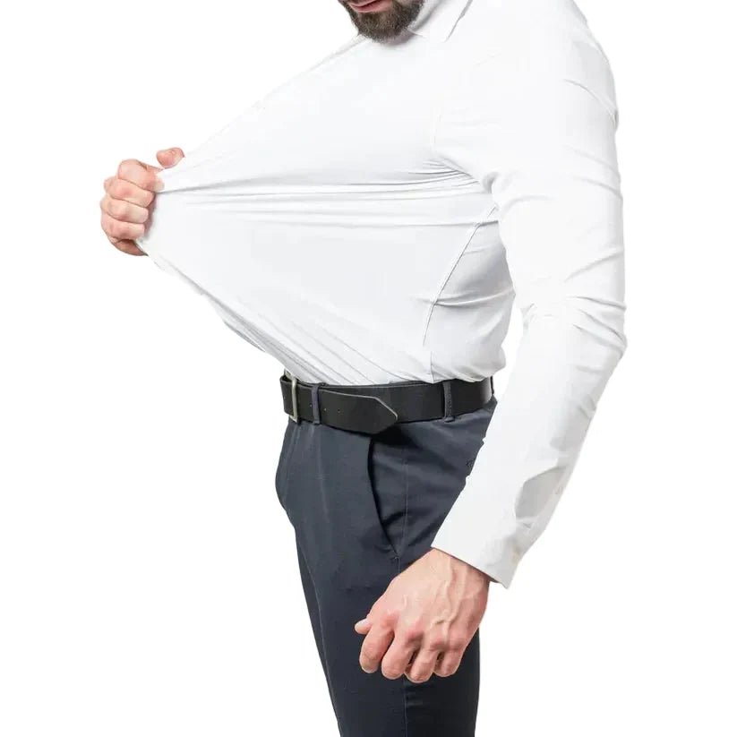 Elegant rynkefri herreskjorte med stretch. Komfortabel og formell for business og stilfulle eventer.
