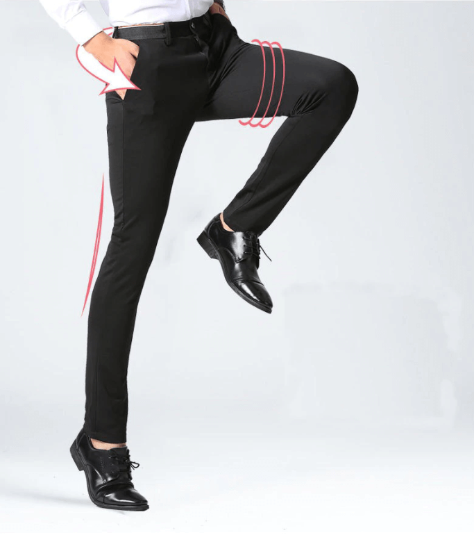 Motebevisste menn velger disse stretch buksene i slim fit for kontoret eller fritiden.