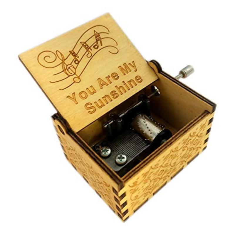 Håndsveiv tre spilledåse. Håndlaget musikkboks for hjemmet, perfekt som gave. Skaper magiske melodier.