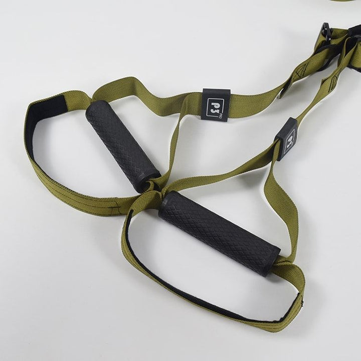 Detaljbilde av robust motstandstreningsbelte. Ergonomisk design for trygg og effektiv styrke- og kondisjonstrening.