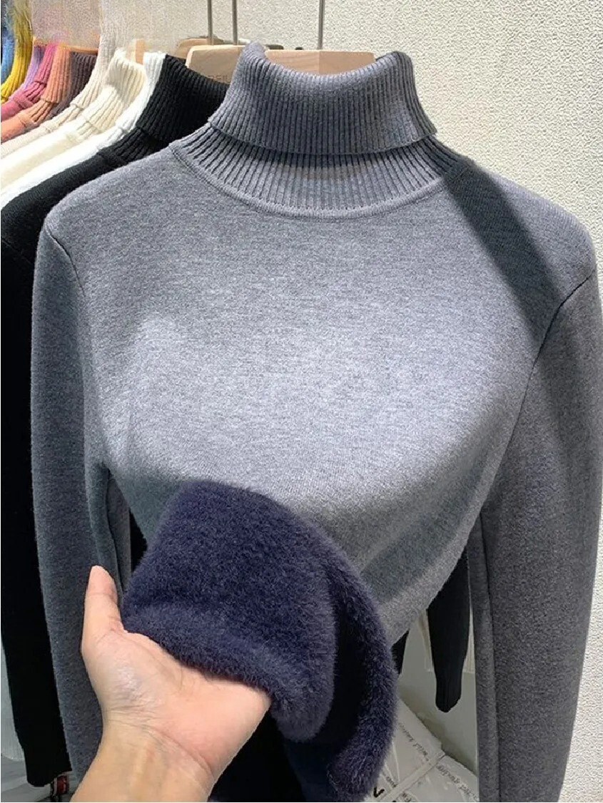 Allsidig damegenser med rullekrage, passer til både casual hverdag og elegant fest.