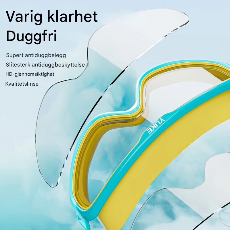 Fargerike svømmebriller for barn (rosa, gul, blå). Tåkefrie goggles gir klart syn for all vannmoro og svømming.