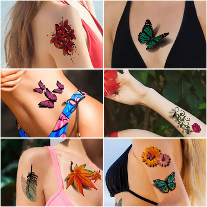DIY midlertidige tatoveringsklistremerker. Realistisk 3D-effekt for hudvennlig kroppskunst og mote.