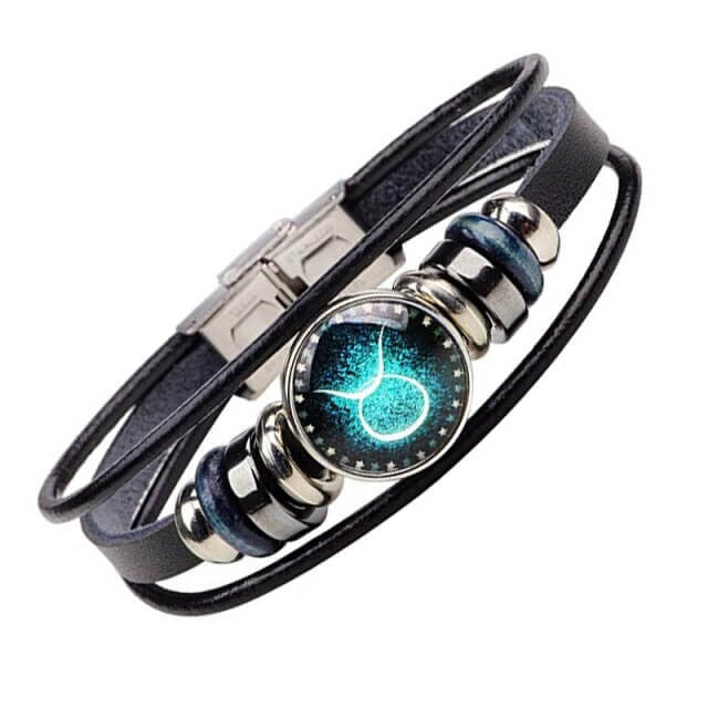 Mykt PU-skinn armbånd for damer, med flerlags design og unikt stjernetegn symbol. Komfortabelt.