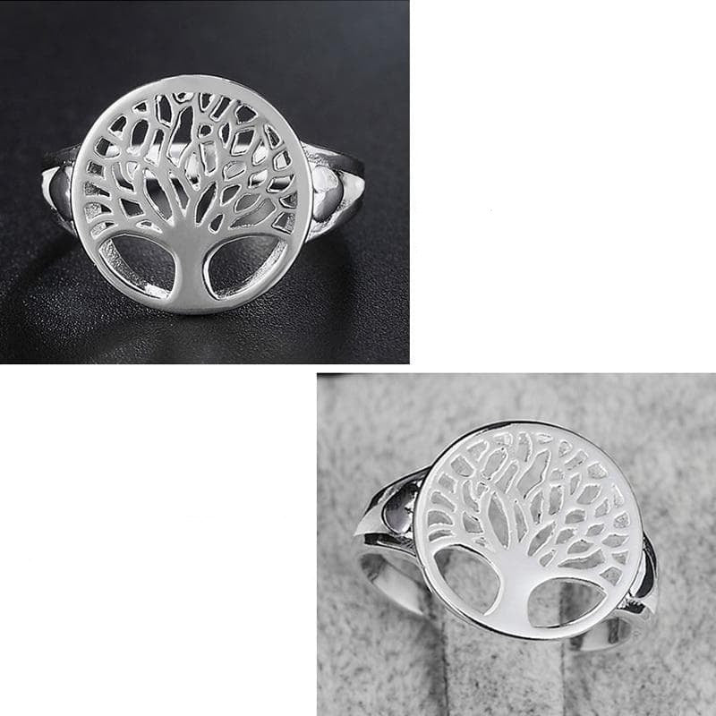 Keltisk inspirert Livets Tre ring for damer i skinnende sterling sølv, symbolsk og elegant.
