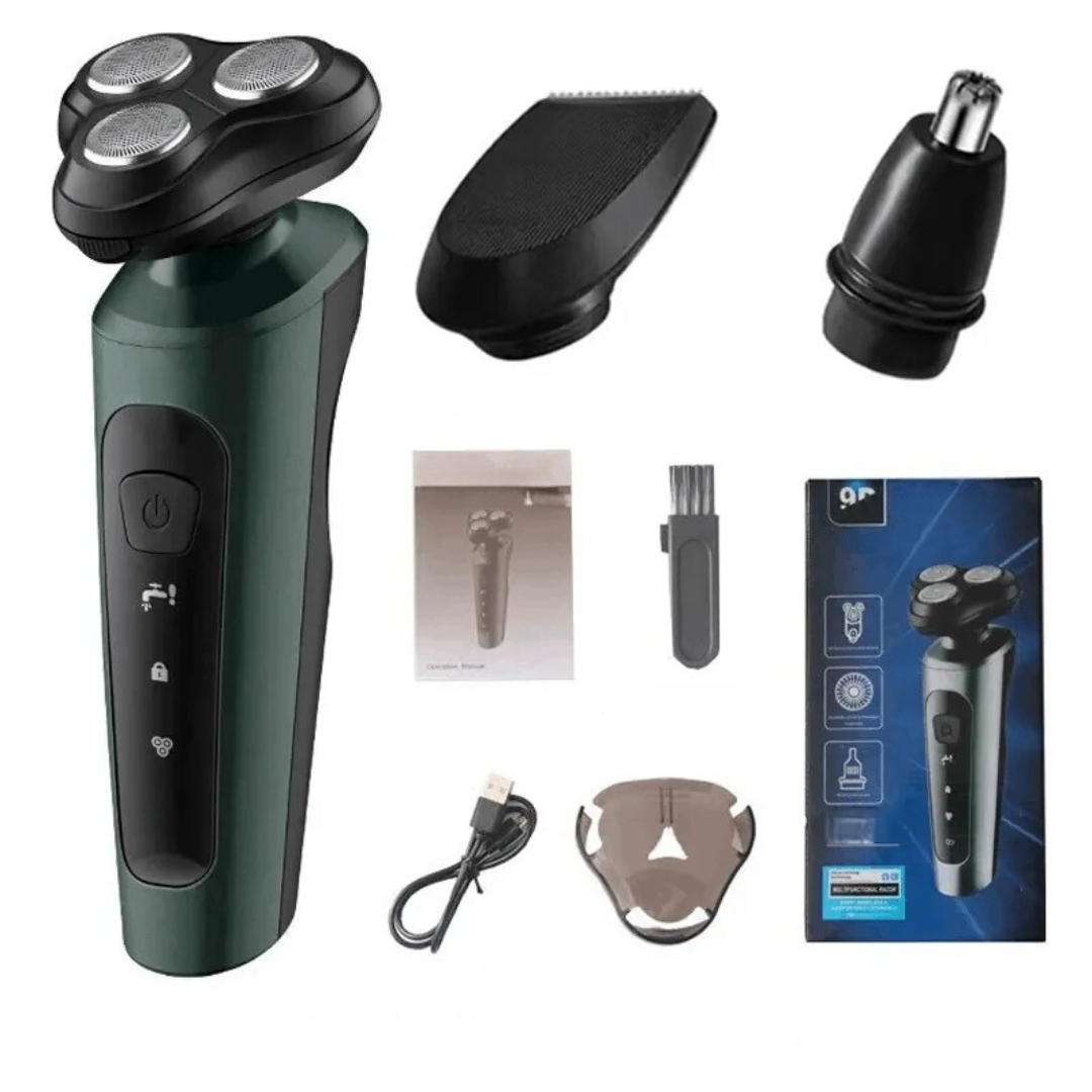 Elektrisk trimmer med flere hoder for menn, våt & tørr barberhøvel for allsidig ansikts- og kroppspleie.