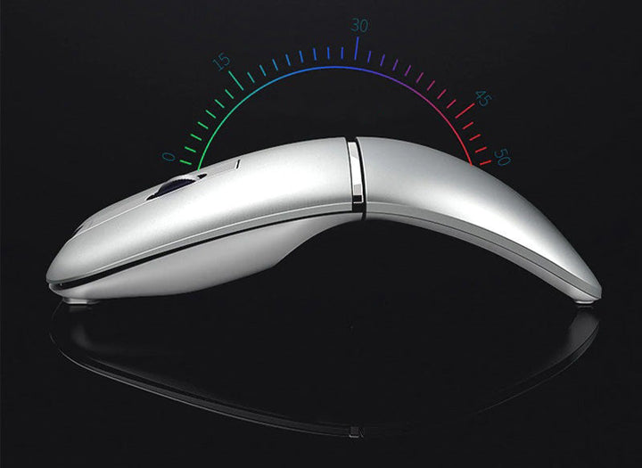 Funksjonell grå/svart Bluetooth mus. Ergonomisk, roterbar og trådløs, designet for stille og effektiv bruk.