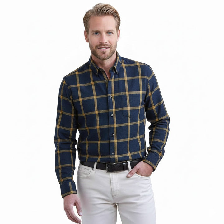 Høst/vinter flanellskjorte for menn, klassisk rutete og foret med varm fleece.