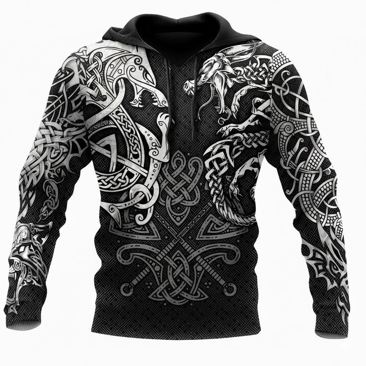 Herre hettegenser i vikingstil. Komfortabel pullover med unikt nordisk design, perfekt til hverdags.