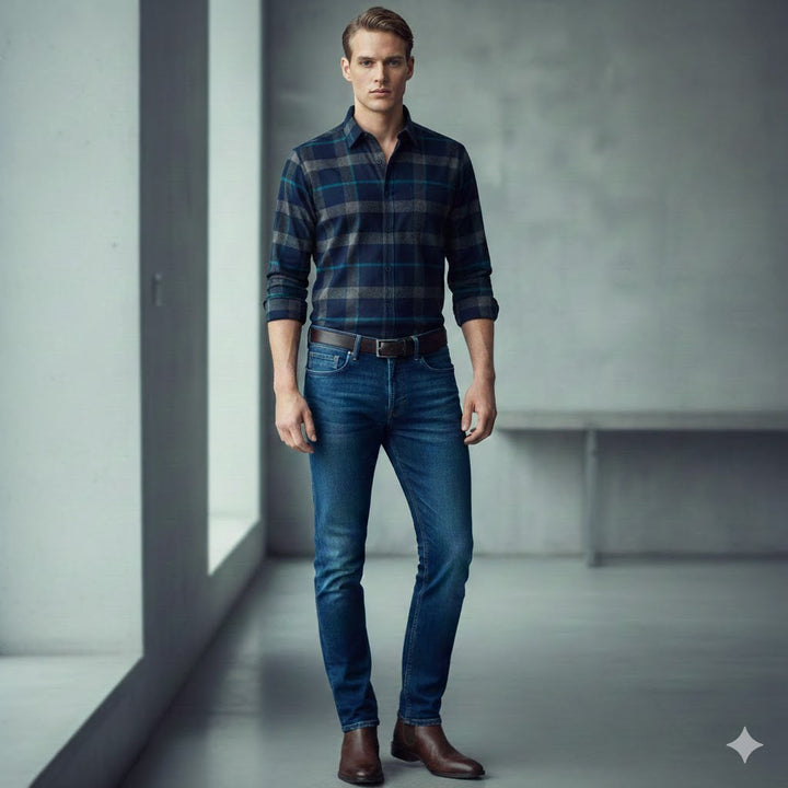 Robust herreskjorte i flanell, rutete, med varmt fleecefôr. Komfortabel og casual.