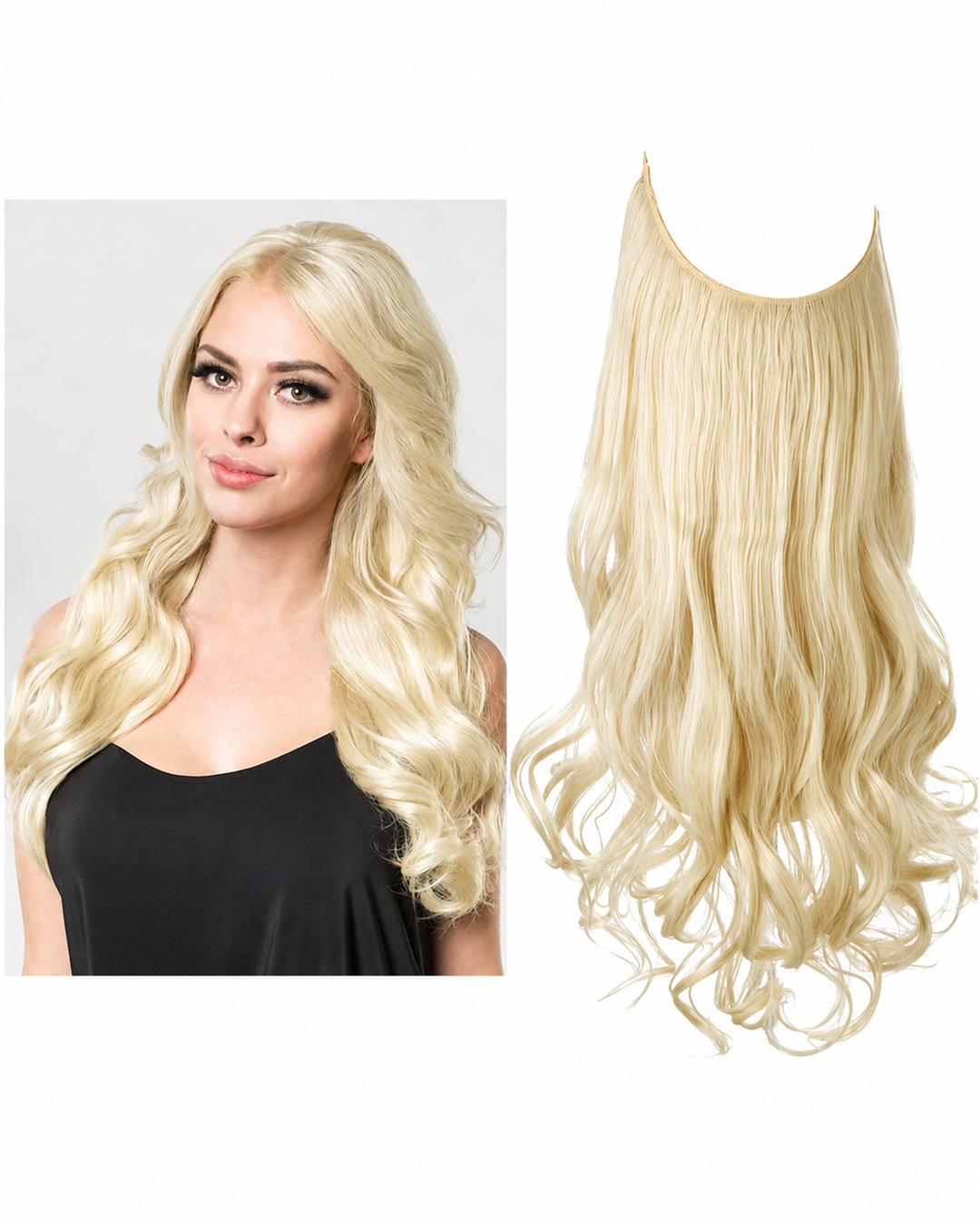 Volumhår med usynlige hårforlengelser. Gir fyldig og naturlig look for kvinner, enkel å style.