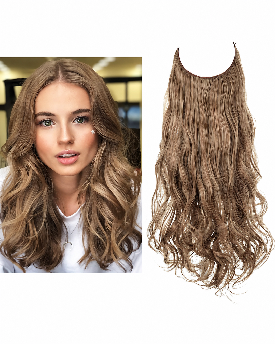 Rødt hår med usynlige hårforlengelser. Gir en naturlig look med ekstra lengde og volum for kvinner.