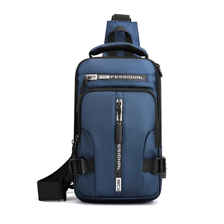 Stilig og sikker herreveske for reise; konvertibel dagsekk/crossbody i slitesterk polyester.