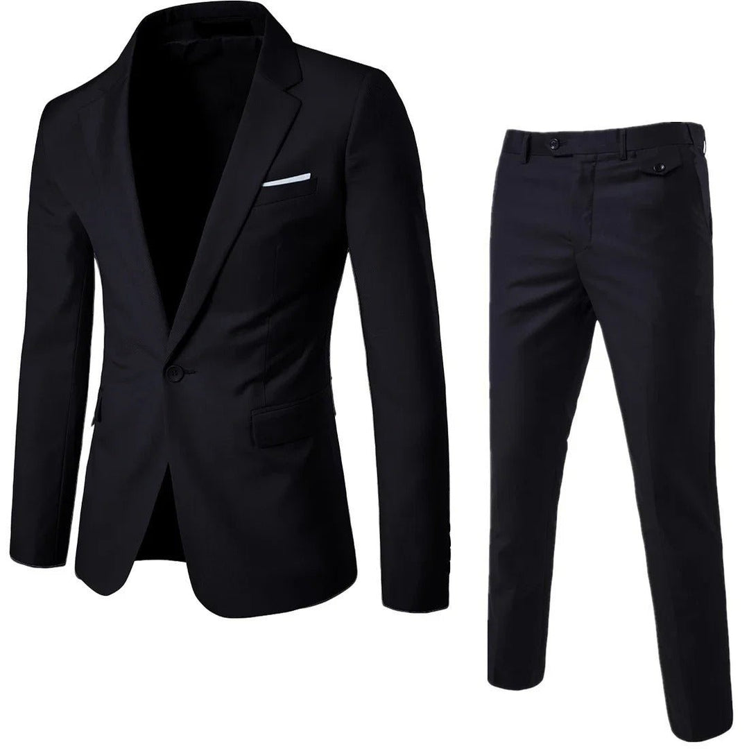 Elegant slim fit herredress for menn i mørk farge, perfekt for business og formelle anledninger.