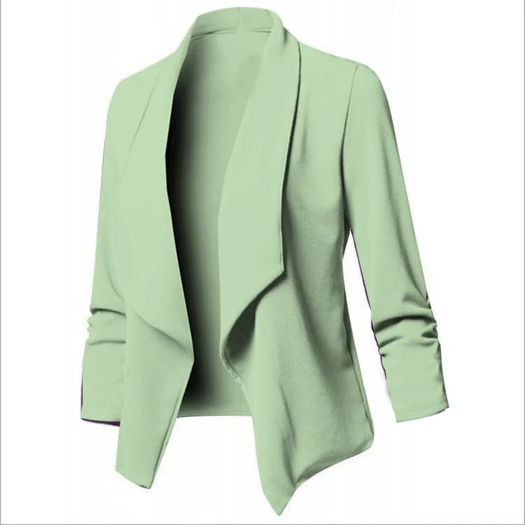 Dame oversized åpen blazer, elegant for kontor og fritid.