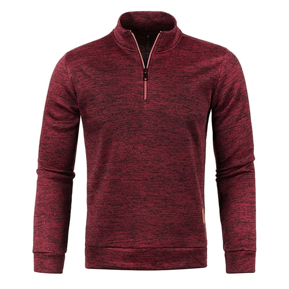 Stilig herrepullover med halv glidelås. Langermet, komfortabel og trendy genser for hverdagsklær.