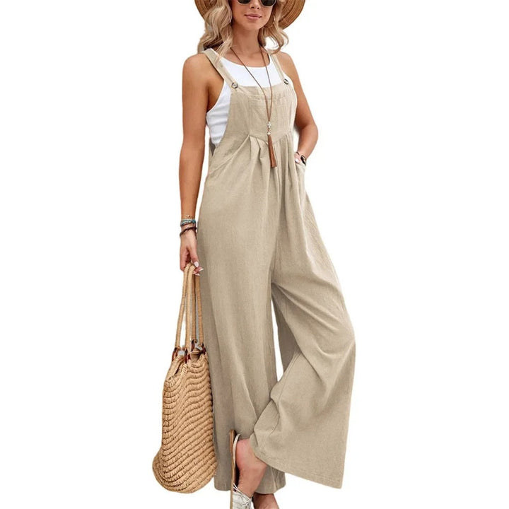 Kvinner baggy bib jumpsuit i løs passform, vide ben, perfekt for komfortabel hverdag og avslappet stil.