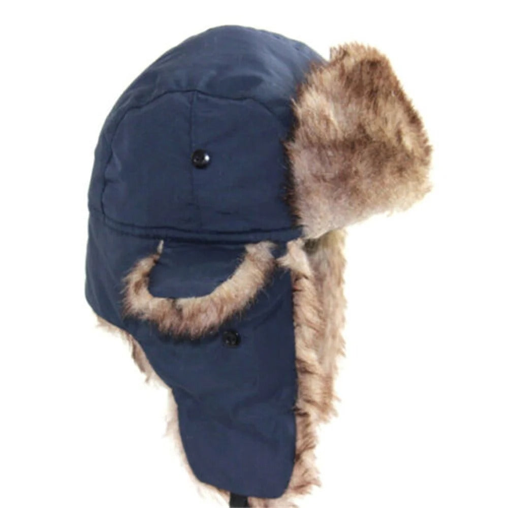 Stilfull Vinter Aviator lue for menn. Varm, vanntett herrelue med øreklaffer for utendørs vinteraktiviteter.