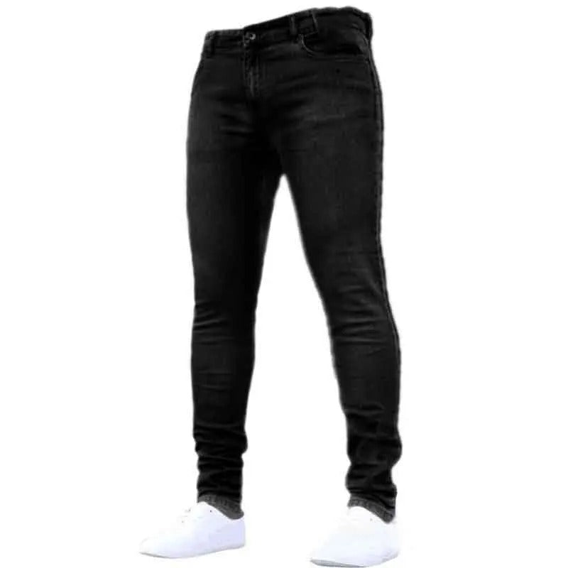 Svarte skinny stretch-jeans til menn. Komfortable, moderne bukser med slim fit for hverdag og fritid.