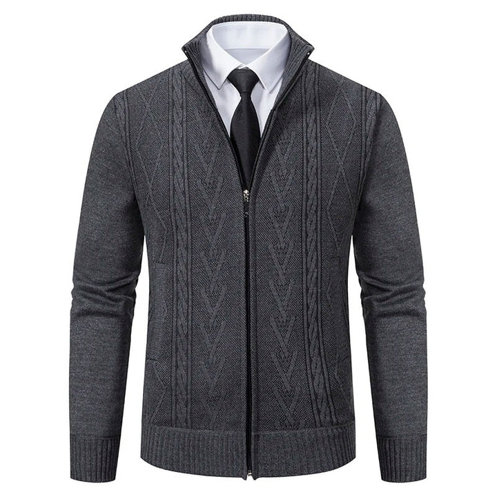 Menns elegant strikket genser med glidelås, perfekt for høst og vinter.