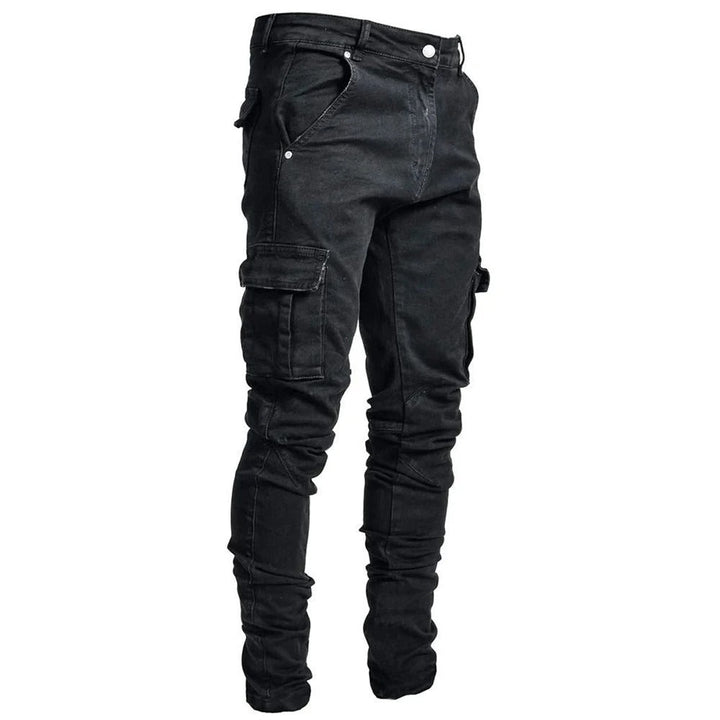 Stilige herrejeans i cargostil med praktiske lommer, ideell for streetwear og hverdagsbruk.