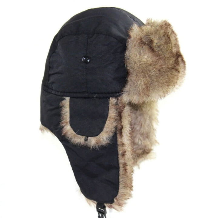 Varm vinterlue for menn, aviator stil. Komfortabel trapperlue med mykt fôr og øreklaffer mot kulde.