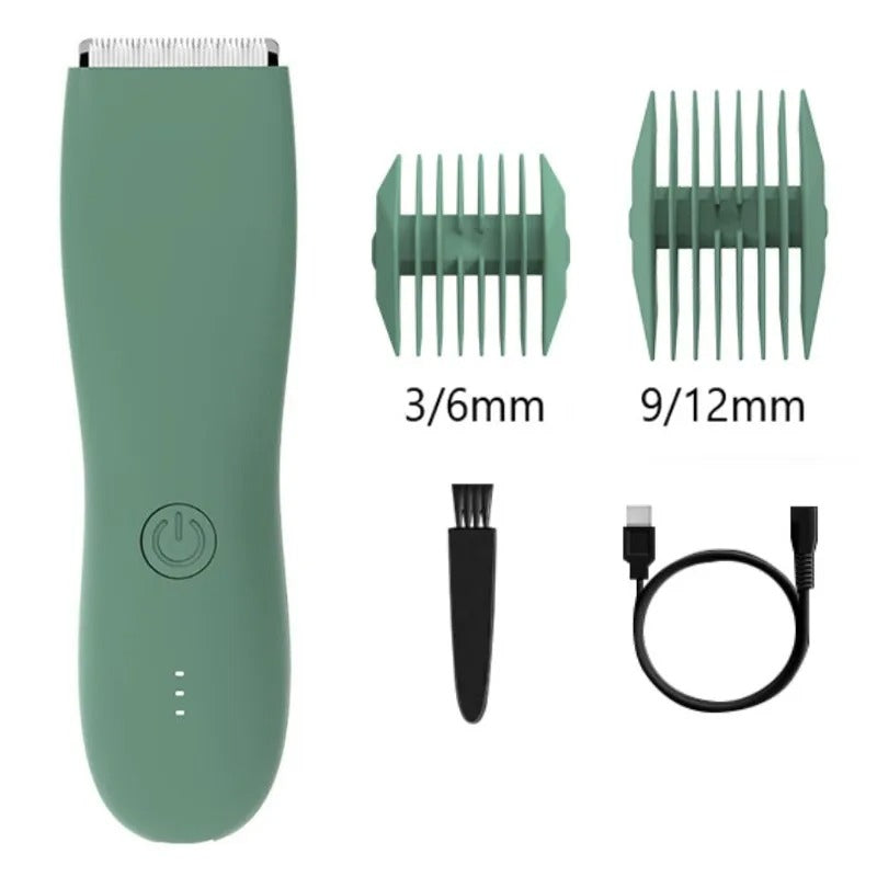 Høyytelses barbermaskin for kroppshår, designet for sikker og irritasjonsfri trimming av sensitiv hud.