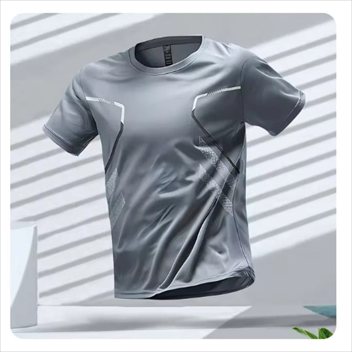 Allsidig herre hurtigtørkende sports t-skjorte. Ideell for trening, løping og fritid med god pusteevne.