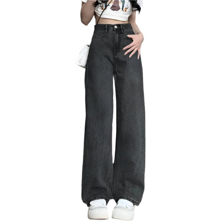 Blå denimbukser med vide ben, komfortabel passform og vintage preg. Ideell fritidsbukse.