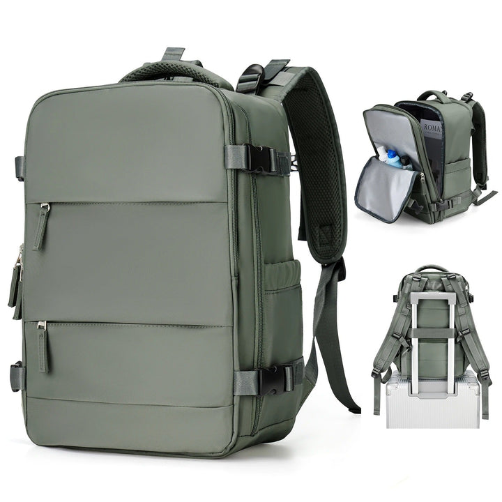 Åpen unisex hyttebag ryggsekk som viser romslig hovedrom, laptoplomme og smarte organiseringsløsninger.