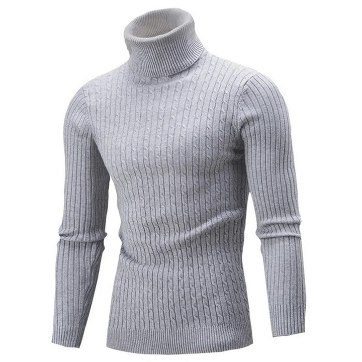 Beige menns slimfit rullehalsgenser. Komfortabel og varm casual strikkegenser til herre.