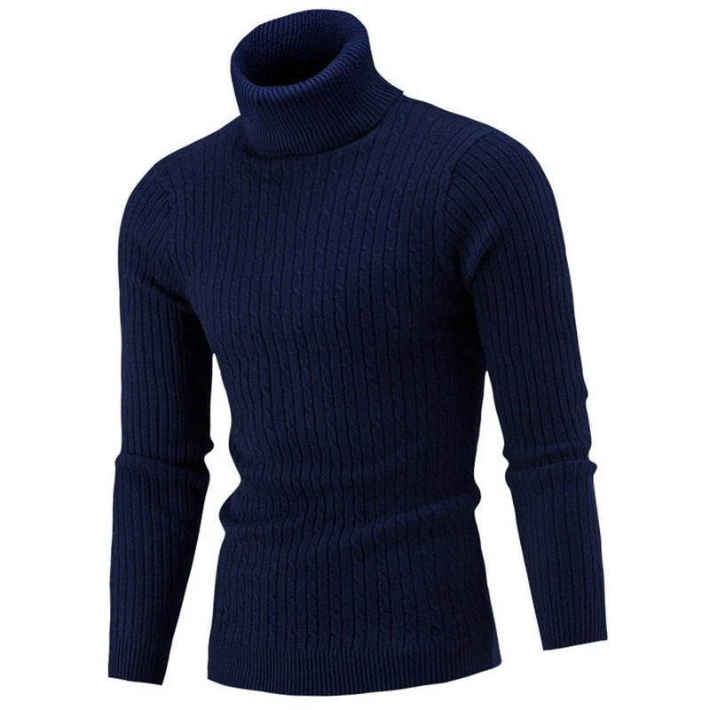 Vinrød slimfit rullehalsgenser til herre. Varm vintergenser, elegant og moderne.