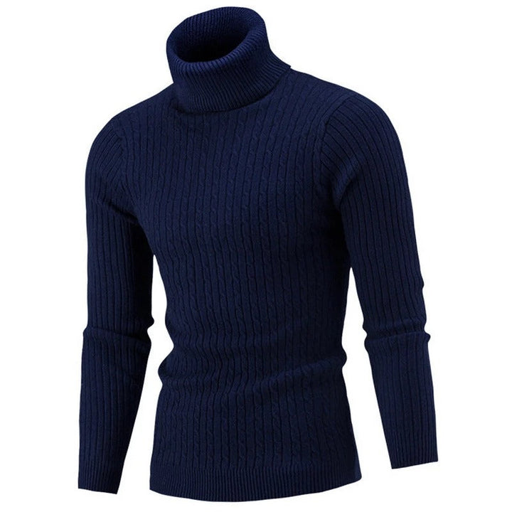 Vinrød slimfit rullehalsgenser til herre. Varm vintergenser, elegant og moderne.