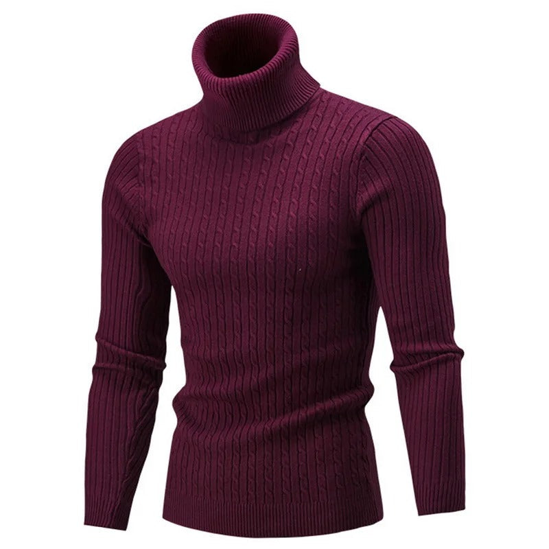 Varm menns rullehalsgenser i slimfit. Komfortabel strikkegenser perfekt for kalde dager.