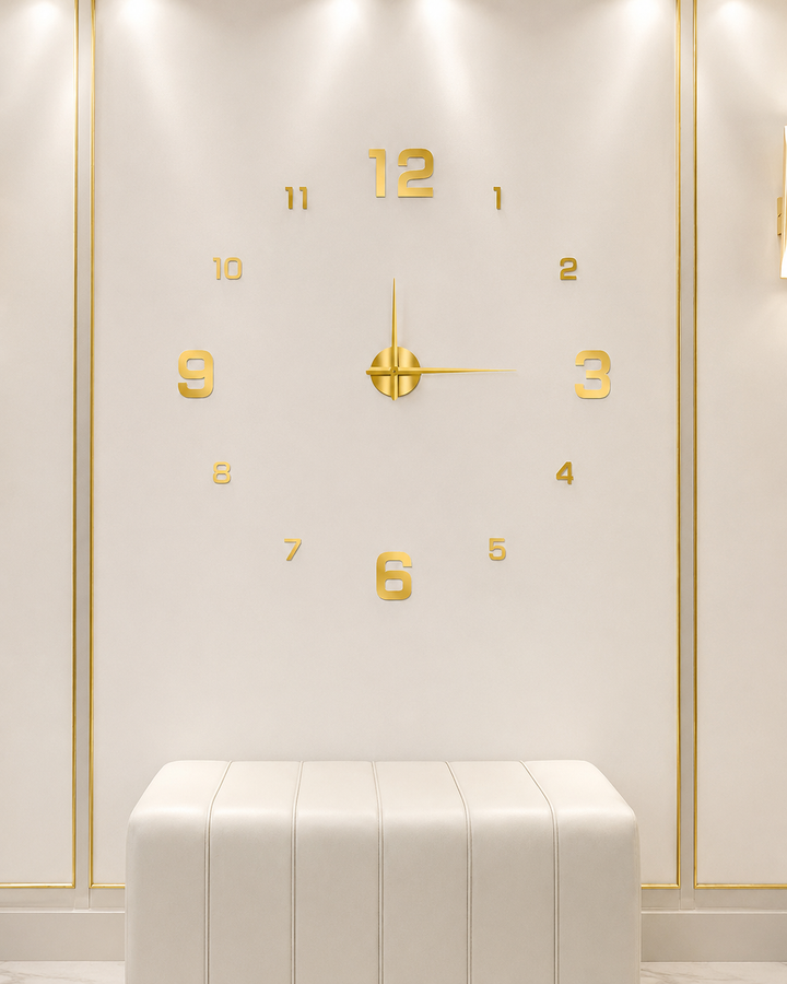 Stilren designklokke for vegg, med minimalistisk preg og stille urverk. Ideell for moderne hjem.