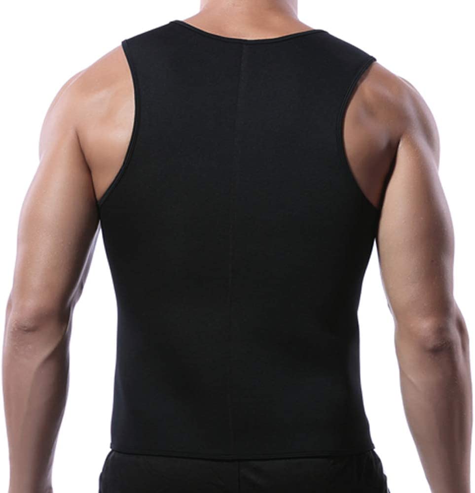 Frontbilde av sort treningsvest for menn, ideell for trening, fettforbrenning og midjetrimmer.